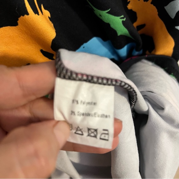 Black with Colorful Dinosaur Print Skater Dress - Picture 4 of 4